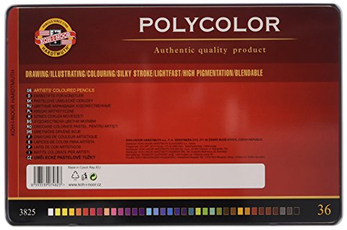 Polycolor 36er Farbstifte Zeichenstifte für Künstler von KOH-I-NOOR Set in Metall-Geschenkbox – farbig sortiert - 2
