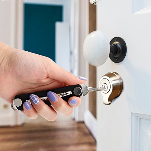 Schlüssel Organizer, Aodoor Aluminium Schlüsselhalter mit Autoschlüsselschlaufe, Schlüsselanhänger Schlüsselmäppchen für bis zu 10 Schlüssel (Schwarz) - 4