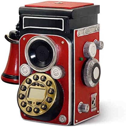 New European telephone, decorative collection of retro phone, red camera, antique phone