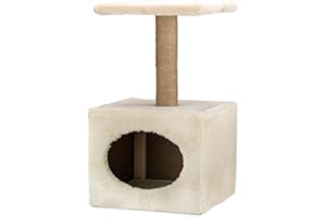 AQPET Rascador Oslo 53 cm con caseta para Gatos Árbol de Juegos para Gatos y Gatos, Tira de arañazos, Color Beige