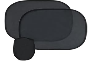 KAYRUK Pare Soleil Voiture Bébé Ventouse,2PCS Pare Brise Vitres Latérales pour Enfant,Auto Adhésifs,Sac Rangement,Protection Solaire et UV (Noir, 510mm*310mm)