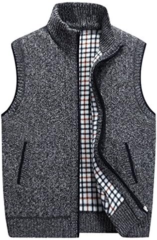 HOWON Mens Slim Fit Zip Up Knit Sweater Cardigan Vest Outwear Jacket Dark Grey L