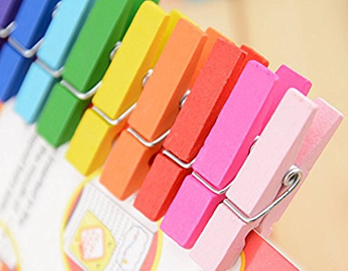 Leisial 50 Stück Mini Foto Clip Wäscheklammern aus Holz,Schwarz - 5