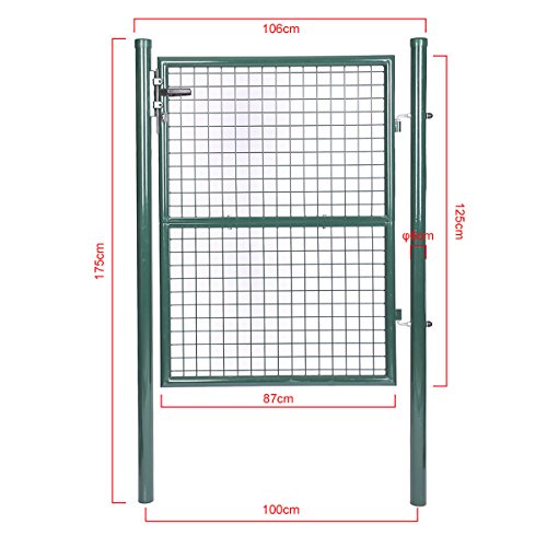 Topgoods2016 Grün Gartentür Gartentor Wellengitter Tür Inkl.95/125/150 cm (125 x 100cm)
