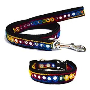 That Dog In Tuxedo Garba Dog Collar and Leash Set for Dandiya Navratri (M -L, Black)