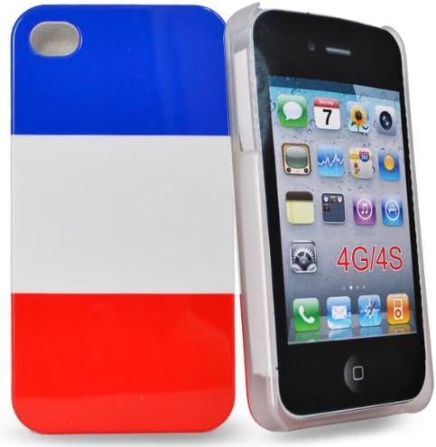 phonedirectonline - French flag design hard case with stylus cover for Apple iphone 4g