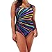 Produktbild feiXIANG Damen ins schwimmen gepolsterten badeanzug badehosen push up bikini sets Siamese zurück hängenden Schulter Badeanzug (XXXL, Multicolor)