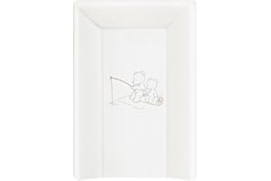 Ceba Baby Wickelauflage Wickelunterlage Wickeltischauflage 2 Keil und Kopfteil Feste 70x50 cm Abwaschbar für Mädchen und Junge - Papa Bear Weiß 70 x 50 cm