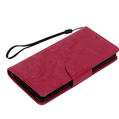 bq Aquaris E5s bq Aquaris E5 4G LTE Funda Libro de Suave PU Leather Cuero Impresi  n Cordel de mano- Mavis s Diary Carcasa Con Flip case cover Cierre Magn  tico Funci  n de Soporte Billetera con Tapa para Tarjetas-Dise  o de Mariposa y flores rose red