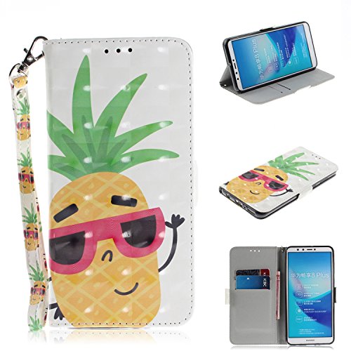 Preisvergleich Produktbild Huawei Y9 (2018) Handyhülle Y9 (2018) [Premium Leder] [Standfunktion] [Kartenfach] [Magnetverschluss] 3D Schlanke Leder Brieftasche für Enjoy 8 Plus (3)