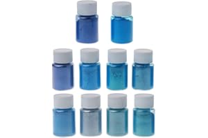 SYNYEY Poudre de mica pour époxy, 10 couleurs bleu mer poudre de mica perle pigment résine époxy, colorant cosmétique de qualité pour bricolage, nail art, rouge à lèvres, corps, cheveux, savon