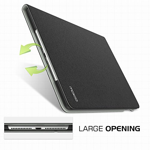 MoKo Hülle für Neu iPad 9.7 Zoll 2017 – Stoßfest Ledertasche Schutzhülle mit Auto Sleep/Wake up Funktion, Standfunktion und PC Bumper für Apple New iPad 2017 9.7″ Tablet, Asche Schwarz - 9