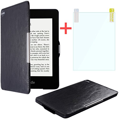 Zacro Kindle Paperwhite Lederhülle, Leder Schutzhülle Tasche Leather Case Cover mit Wake/Sleep Smart Funktion + Displayschutzfolie, geeignet für alle neue Kindle Paperwhite 2015 300 PPI 3.Generation / 2014 / 2013 / 2012 - 2