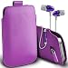 Produktbild Fone-Case (Light Purple) Huawei P8 Lite (2017) Qualität PU-Leder Pull Tab Stilvolle Einbau Beutel Hülle& Premium Quality Aluminium In Ear Earbud Stereo Hands Free Headphones Earphone Headset with Built in Microphone Mic & On-Off Button
