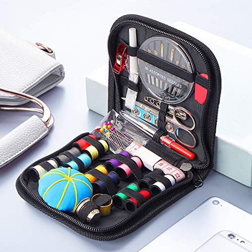 Kit de costura, Accesorios de costura premium con 73 piezas Accesorios Costura DIY con Tijeras, Dedos,Hilos, 30 Agujas de Coser, Kit de Costura de viaje
