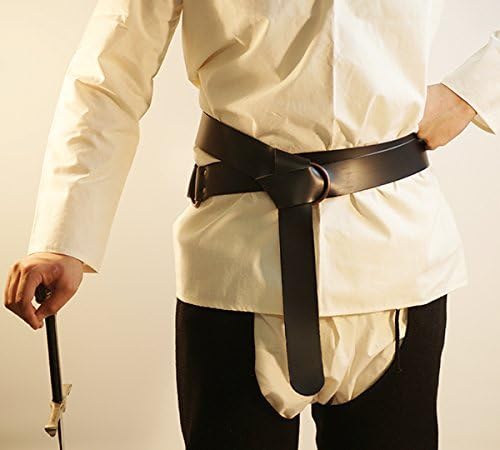 CL HISTORICAL COSTUMES Medieval-LARP-Reenactment-Viking-Battle Ready BLACK LEATHER WRAP AROUND KNIGHTS BELT 2" Wide