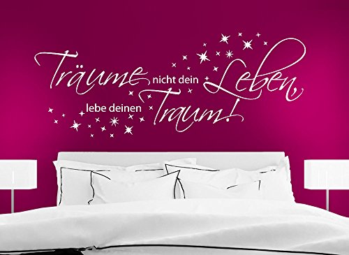 Grandora W3048 Wandtattoo Zitat Träume nicht dein Leben, lebe deine Traum weiß 120 x 46 cm - 3
