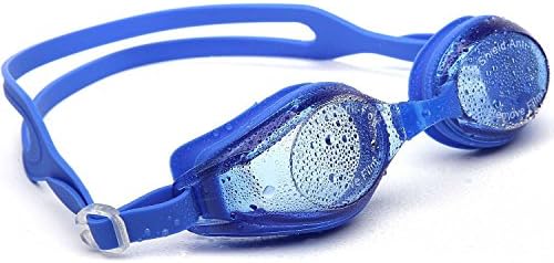 VIENNAGE kids and Adult Swim Goggles,Classic Anti-Glare Lens - 3 Piece Adjustable Nose Bridge UV Protection, 100% Silicone, Waterproof, Soft, Comfortable. (BLUE)