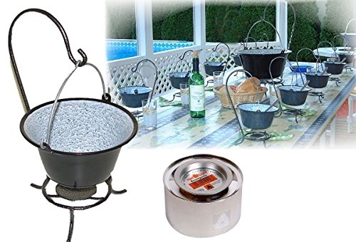 Preisvergleich Produktbild SET Ungarischer Gulaschkessel 0,8 Liter + Tischständer + Brennpaste Serviertopf Suppentopf Fonduetopf