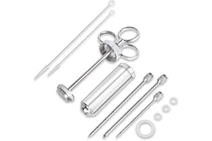 Beeketal 'PSB-60' Profi Gastro Fleischspritze Edelstahl 50 ml - Set inkl. 3 x Pökelnadeln, 2x Reinigungsbürste, 4x Dichtungen | Geeignet als Pökelspritze Marinadenspritze oder Bratenspritze