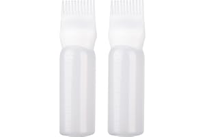 EHOTER 120 ml Applikator-Flasche Haarfarbe Pinsel Haarölflasche mit abgestuftem Pinsel Applikator Flasche Kamm Wurzelkamm Salon-Haarfärbewerkzeug (2 Stück weiß), 1,0 Stück