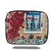 Produktbild Tablet Bag for Ipad air 2/3/4/mini 9.7 inchCoastal Decor,Italian Decor Mediterranean House with Greek Windows,Light Brown White and Navy Blue,3D Print