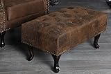 massives Hartholz-Gestell DuNord Design Hocker Fußhocker CHESTERFIELD braun antik look Design Sitzhocker England Look