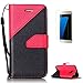 Produktbild CaseHome Samsung Galaxy S7 PU-Leder Etui (mit Frei HD Schirm-Schutz) Stilvoll Elegant Muster Gedruckt Entwurf Stoßfest Rutschfest Schutz Brieftasche Fall Abdeckung Schale Haut Stoßstange Magnetischer Flip Stand-Funktion mit Handschlaufe und Kreditkarten-Steckplätze Passen für Samsung Galaxy S7-Schwarz und Rot