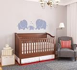 Wandaufkleber 3 süße Elefanten, Eltern und Kind/Familie, mit Herzen, Wandsticker, für Baby, Kinderzimmer, grau, grau, S - 7