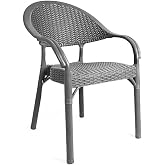 Omnipazar IRK-HK735 Bambu Rattan Desenli Plastik Bah&ccedil;e Sandalye Koltuk 4'l&uuml; Set