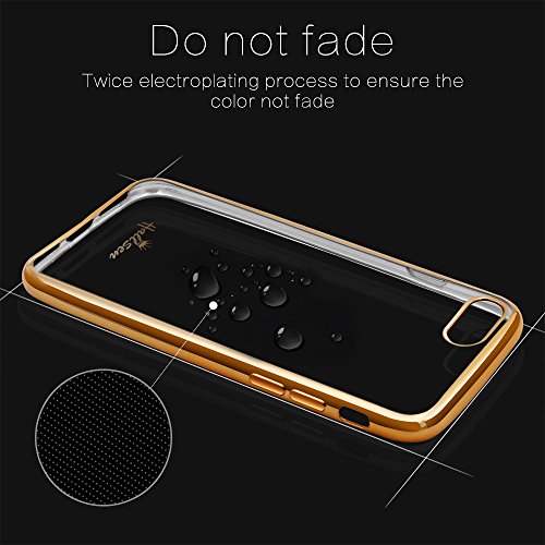 iPhone 7 Case,HallsenÂ® [Electroplating TPU] Ultra-Slim Transparent Crystal Clear Anti-Scratch Flexible Soft TPU Case Cover for Apple iPhone 7 4.7inch - Gold