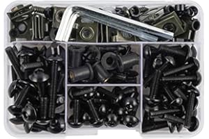NICECNC Black 190PCS Aluminum Fairing Screws Set Windscreen Fairing Screws Compatible with Honda Compatible with Yamaha Compatible with Kawasaki Ninja 650R 1000 Z750 Z1000 ZZR600 See Fitments