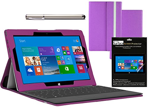 Navitech Housse étui Compatible avec Microsoft Surface 2 + Film Protecteur + Stylet (Violet)