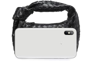 UKETO Gewebte Tasche Damen-henkeltaschen Retro Geknotete Gewebte Schultertasche Damen Handtasche Weiche PU Leder Umhangetasche The Tote Bag Mode Handgefertigte Bag