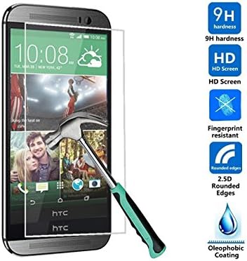 Amufi® Premium Tempered Glass[Premium Crystal]-[9H Industrial Hardness] Screen Protector for (HTC M9)