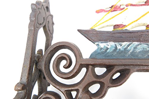 Gartenglocke Wandglocke Segelschiff Windjammer Gusseisen Eisen Eisenglocke Metallglocke Schiffsglocke Antik rustikal braun Bauernhof Hofglocke - 4