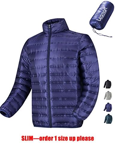 Mens Down Jacket Lightweight Packable Puffer Coat Winter Warm Water-Resistant Casual Outdoor
