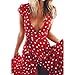 Produktbild Damen kleider Elegant Btruely Rundhals Ausschnitt Kurzarm Lang Rock Boho Beachwear Urlaub Strandkleid Cocktailkleid (XL, Rot)