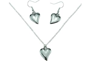 Pirantin 10 Year Anniversary Polished Offshaped 100% Pure Tin Necklace and Earring Set