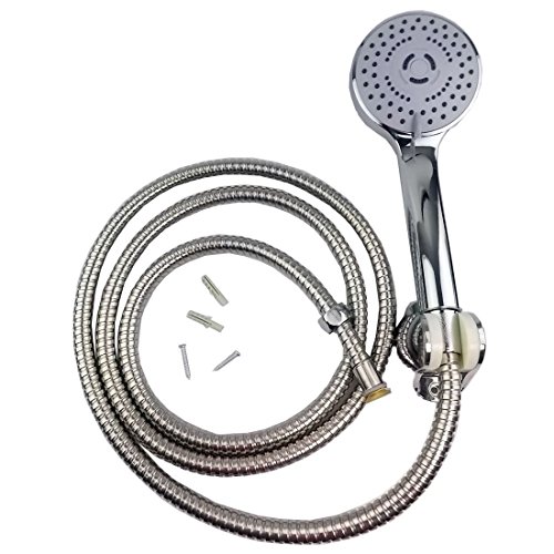 JJOnlineStore – 2 m/6.6 ft Handheld Badezimmer Dusche Kopf Flexible Schlauch Rohr chrom Set Bad Halterung 3 Modus mit Beschlägen - 4