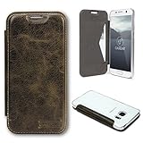 Caseday&Acirc;&reg; [ HANDGEMACHTE PREMIUM ] Italienische Echt Leder Schutz-H&Atilde;&frac14;lle f&Atilde;&frac14;r Sony Xperia Z5 Premium in Olive mit Transparenter R&Atilde;&frac14;ckseite Handy Schutz-Wallet Bruchsicher Leather Case Rindsleder Cover mit Kartenfach durchsichtig Back-Case Lederh&Atilde;&frac14;lle Edle Smartphone Zubeh&Atilde;&para;r Tasche Schale Etui