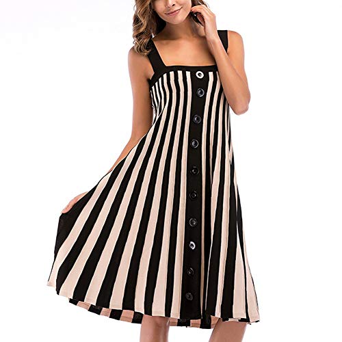 YYINHUI Robe Femme sans Manche Sexy bohme Vintage Cocktail Robe de Plage Maxi Robe Slim à Rayures Maille avec Épaules Ouvertes Robe Eté Plage Jupe M