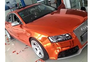 SPEEDWERK-MOTORWEAR STRETCHABLE Chrom ORANGE für 3D Verklebung Car Wrapping, Spiegelfolie, Chromfolie Farbmuster 10cm x 10cm