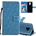 Produktbild HMTECH Huawei Mate 20 Lite Hülle Rattan Blumen Prägung Flip Leder Brieftasche Standfunktion Karten Slot Magnetverschluß Taschen Schalen Handy für Huawei Mate 20 Lite,Rattan:Blue