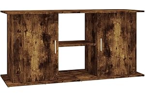 vidaXL Smoked Oak Aquarium Stand – Engineered Wood Fish Tank Base with Ample Storage – Modern Home Decor Item