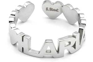 Colours & Beauty Anello Donna Regolabile Personalizzato con Nome In Acciaio | Gioielli con Nome | Anelli Donna Regolabili In Acciaio | Fedine Con Nome