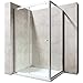 Produktbild Duschabtrennung 90x100 Schiebetür Duschwand Für Eck-Montage Duschkabine 6mm ESG Seiteneinstieg Ravenna12