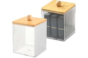 SVOCK 2pcs Organizzatore Trasparente per Bagno, Porta Cotton Fioc Antipolvere con Coperchio, Contenitori Salvaspazio per Bagno e Toletta