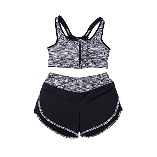 VENI MASEE Women Zipper Sportline Sports Bra and Shorts Sports Set Yoga Set for Fitness/Gym/Training/Workout(Pack of 1 Set),5 Colors,XS-M