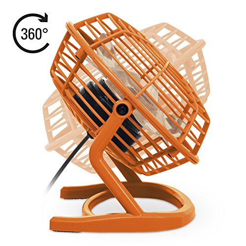 TROTEC TVE 1O Mini USB Ventilator / Fan / Lüfter Pumpkin Orange, geräuscharm mit An/Aus-Schalter, 360° Neigungswinkel, ideal für Schreibtisch Laptop Notebook, oder unterwegs (orange) - 2